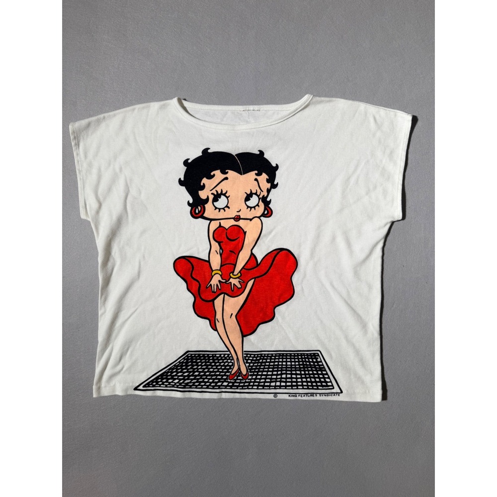 1985 Vintage BJ frog Betty Boop Graphic T Shirt Womens One Size White Red Dress